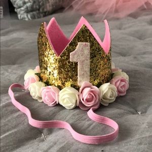 ONE crown in pink & gold